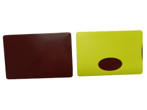 Porte carte rigide  - fenêtre basse - vert et marron opaque 
